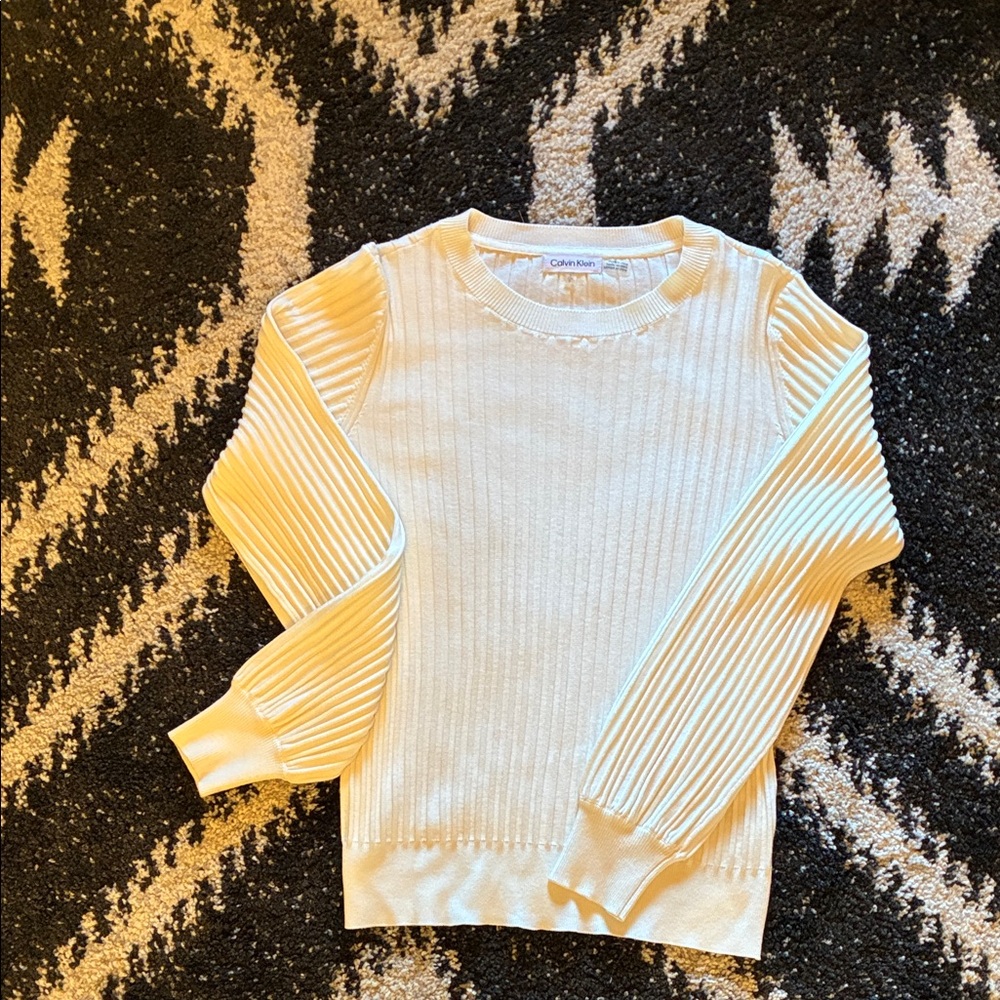 Calvin Klein Women's Ribbed Ivory Sweater - Picture 4 of 8